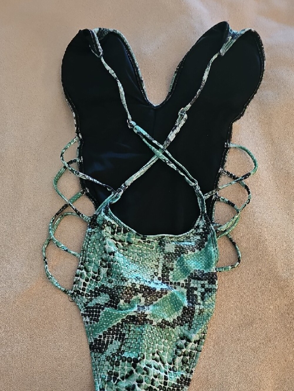 Green Snakeskin One-Piece Swimsuit - Picture 2 of 2